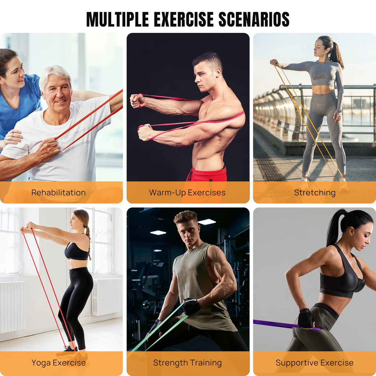 Pull-Up Assistance Resistance Bands Set with Door Anchor & Bag