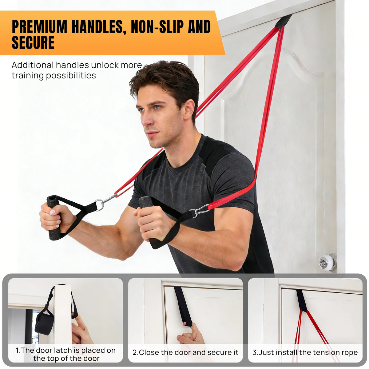 Pull-Up Assistance Resistance Bands Set with Door Anchor & Bag