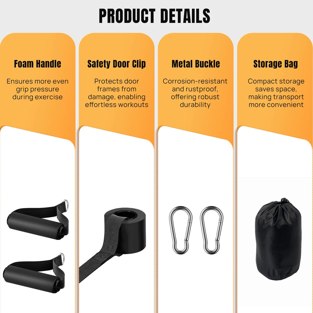 Pull-Up Assistance Resistance Bands Set with Door Anchor & Bag