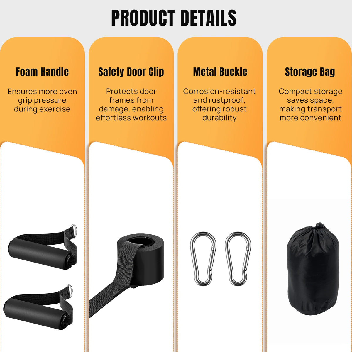 Pull-Up Assistance Resistance Bands Set with Door Anchor & Bag