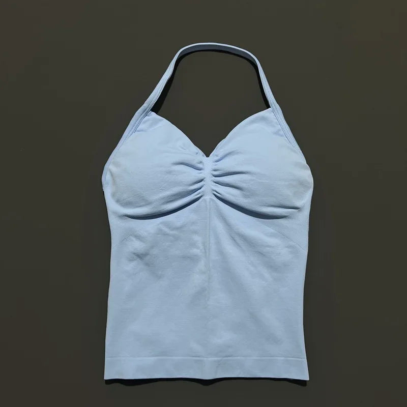 Gym Sports Tops Women Seamless Yoga Tank With Removable Pads V Neck Sports Sleeveless Top Sports Running Fitness Vest