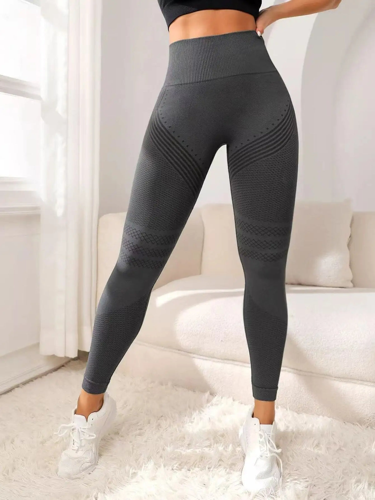 3D Textured High-Waist Leggings