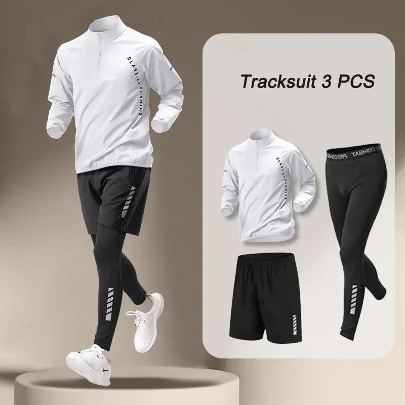 Spring Men's Quick Drying Half Zip Jacket Set 1-4 Pieces Outdoor Fitness Running Set Sports Jogging Pants Sportswear