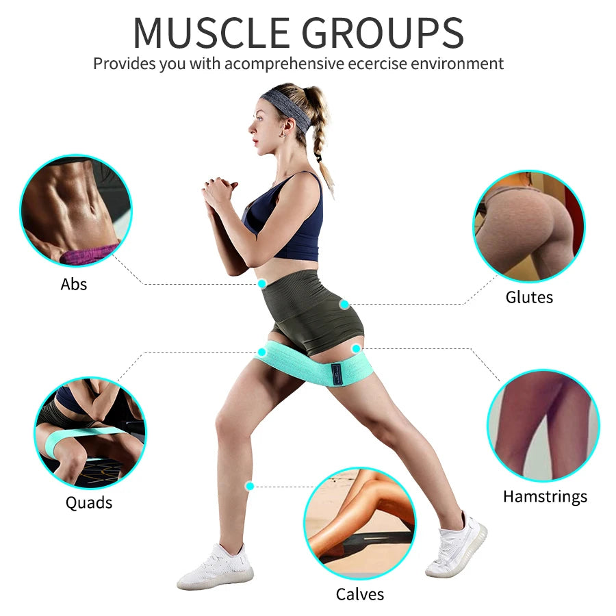 Glute Thigh Elastic Workout Bands Fabric Resistance Hip Booty Bands Squat Circle Stretch Fitness Strips Loops Yoga Gym Equipment