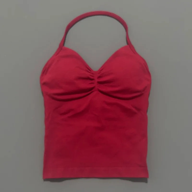 Gym Sports Tops Women Seamless Yoga Tank With Removable Pads V Neck Sports Sleeveless Top Sports Running Fitness Vest