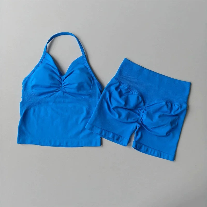 NO LOGO Women's Longline Strappy Backless Gym Top Scrunch Workout Open Back Bra Tank Top for Running Yoga Shirt