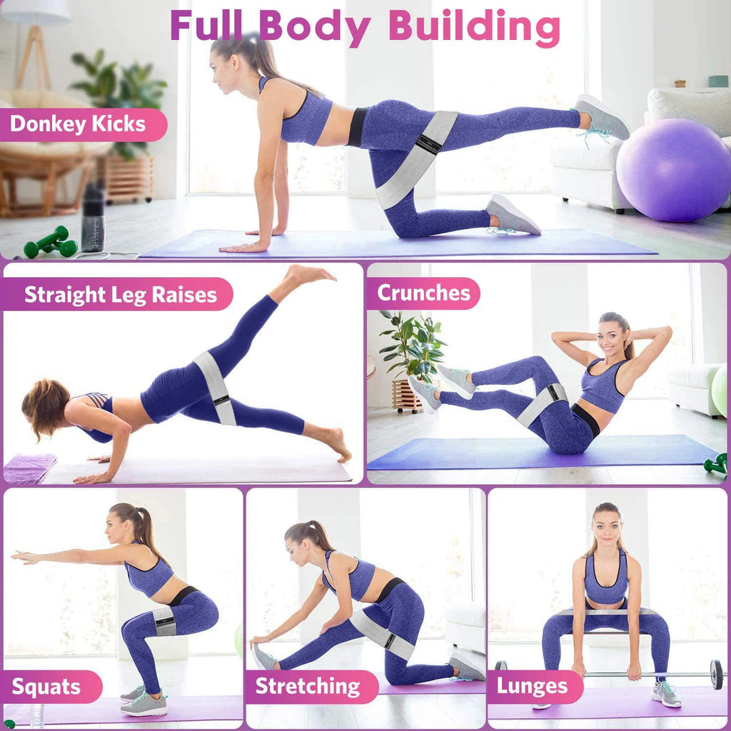 Glute Thigh Elastic Workout Bands Fabric Resistance Hip Booty Bands Squat Circle Stretch Fitness Strips Loops Yoga Gym Equipment
