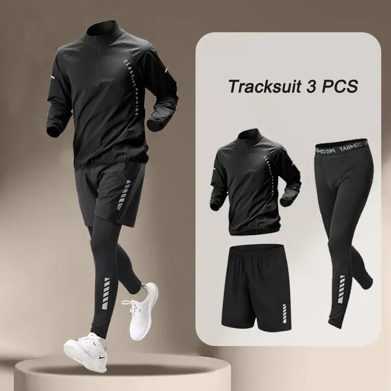 Spring Men's Quick Drying Half Zip Jacket Set 1-4 Pieces Outdoor Fitness Running Set Sports Jogging Pants Sportswear