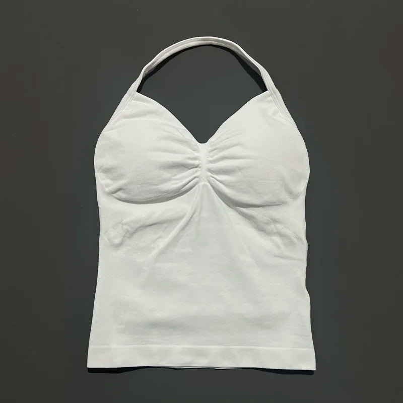 Gym Sports Tops Women Seamless Yoga Tank With Removable Pads V Neck Sports Sleeveless Top Sports Running Fitness Vest
